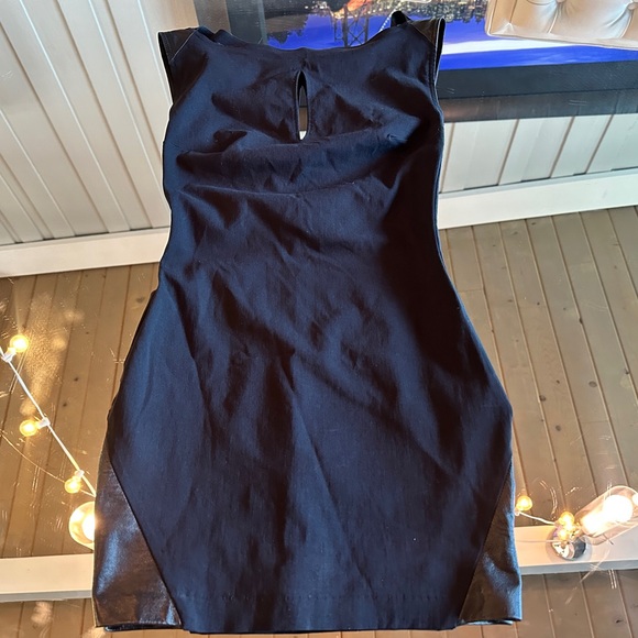 Samantha Eng Leather Panel Strappy Keyhole Mini Dress - Picture 6 of 8